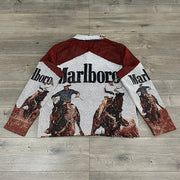 Horseback Riding Print Long Sleeve Zipped Jacket