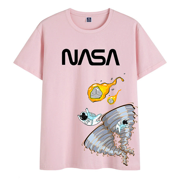 Street fashion art graffiti print pullover short sleeve T-shirt