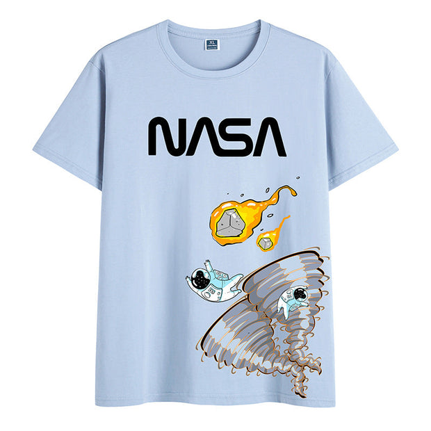 Street fashion art graffiti print pullover short sleeve T-shirt