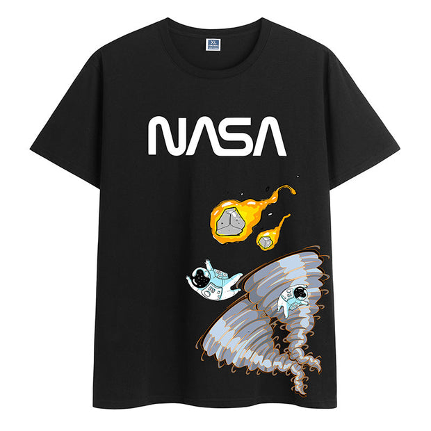 Street fashion art graffiti print pullover short sleeve T-shirt