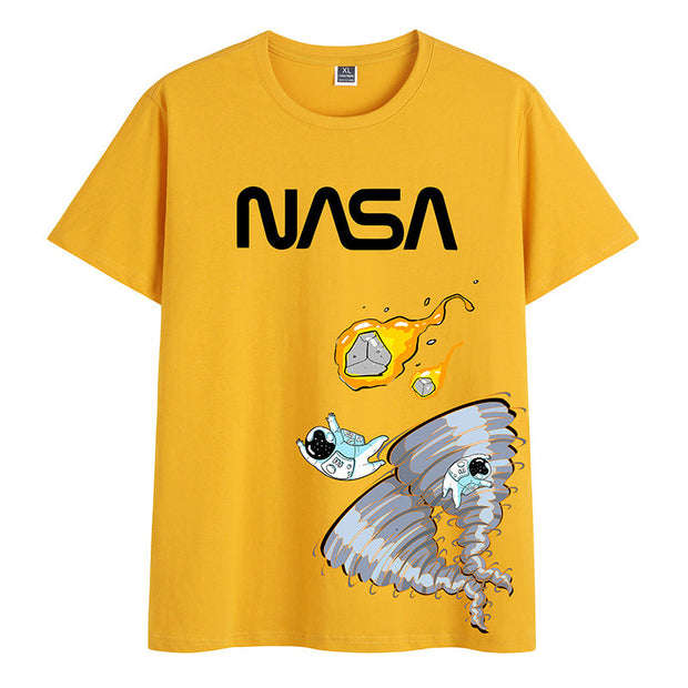 Street fashion art graffiti print pullover short sleeve T-shirt