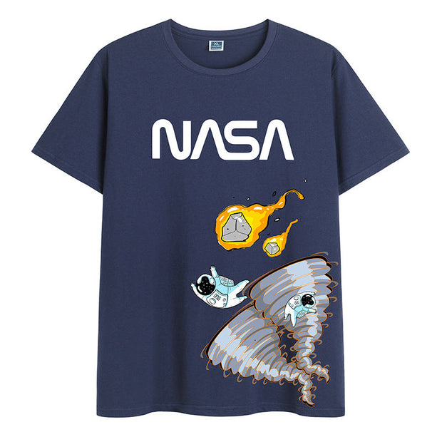 Street fashion art graffiti print pullover short sleeve T-shirt