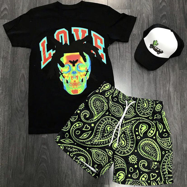 Casual round neck short sleeve T-shirt shorts set