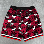 Vintage Print Casual Bulls Track Shorts