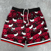Vintage Print Casual Bulls Track Shorts