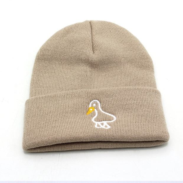 Casual yellow-billed duck men and women outdoor knitted hats