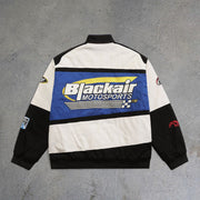 Street style statement color contrast racing jacket