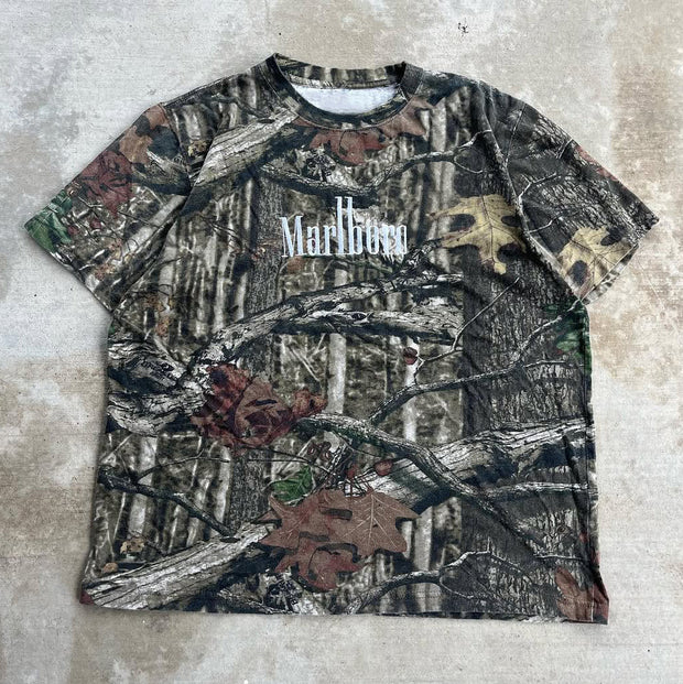 Camouflage Letters Print Short Sleeve T-Shirt