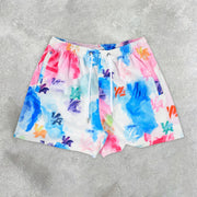 Chic Resort Style Casual Mesh Tie Dye Print Shorts