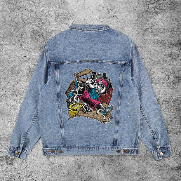 Rest hip-hop panda denim jacket