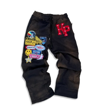 Badge graphic casual sports trousers