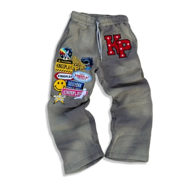 Badge graphic casual sports trousers