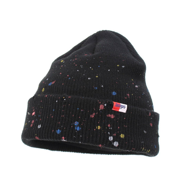 Hand-painted knitted hats fashion big head circumference trend hats to keep warm student couple hedging cold hats