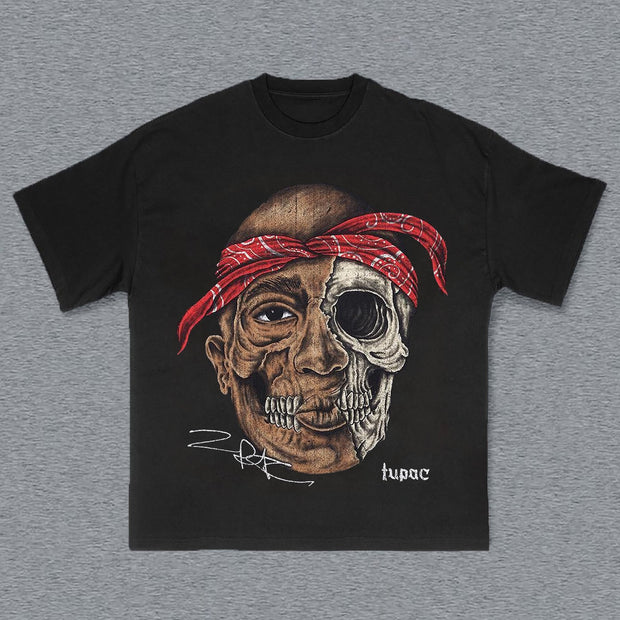 Thug Life Print Short Sleeve T-Shirt