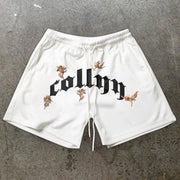 Retro Angel Print Casual Trendy Shorts