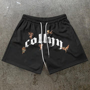 Retro Angel Print Casual Trendy Shorts