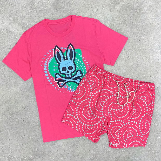 Fashion Personality Print Rabbit Short Sleeve Two Piece Set