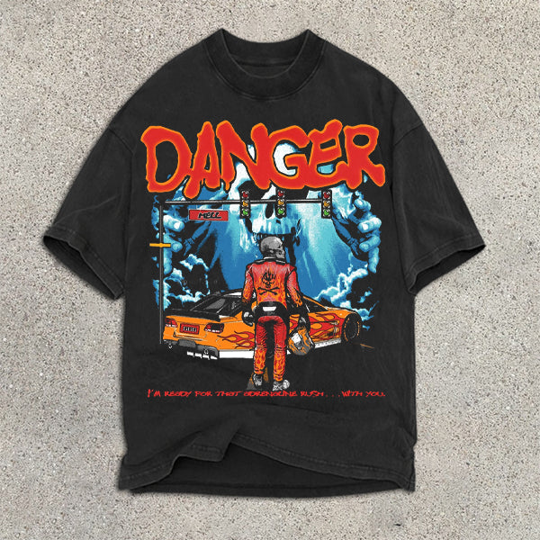 Skull Racing Graphic Print Short Sleeve T-Shirt