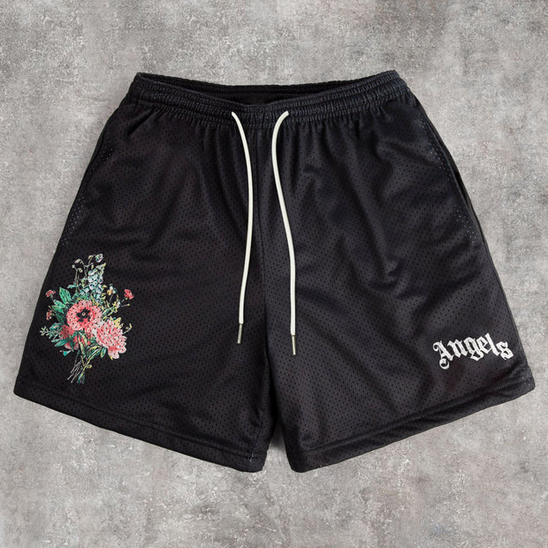 Trendy Angel Print Retro Street Shorts