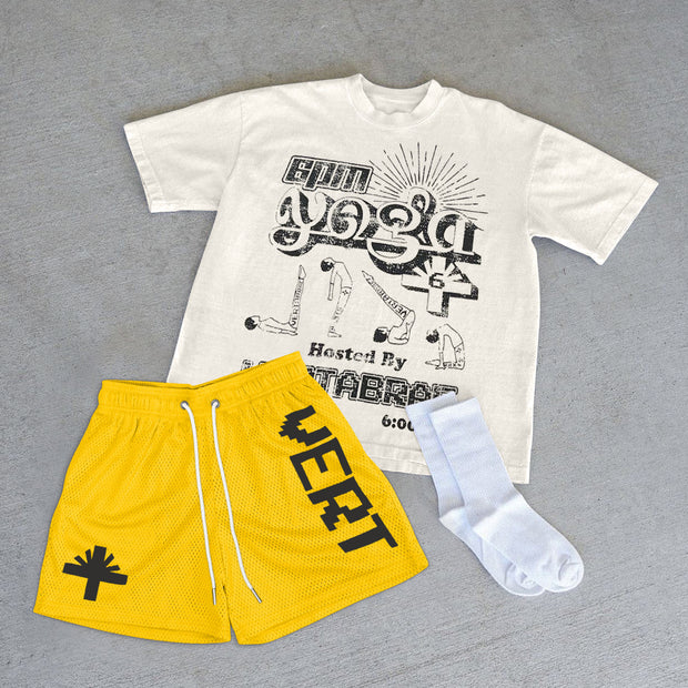 Casual Fashion Preppy Print Short Sleeve Shorts Set
