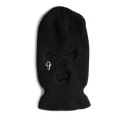 Cross embroidered knitted warm three-hole hat men and women ski mask hat