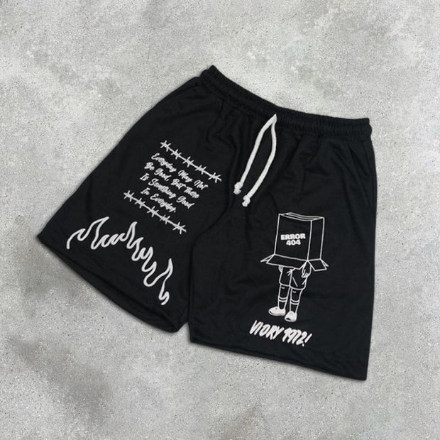 graphic print elastic shorts