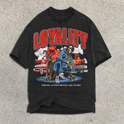 Skull Racing Print Short Sleeve T-Shirt