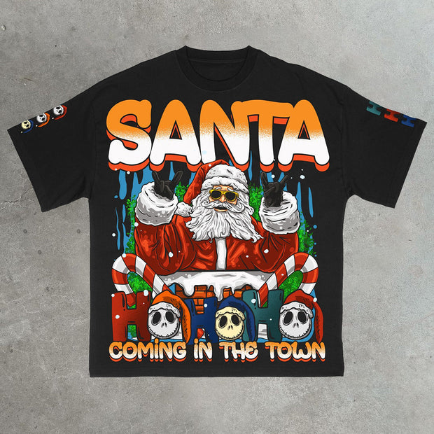 Santa Town Casual Street Cotton T-Shirt