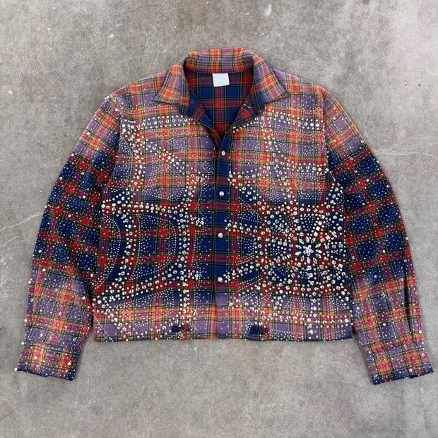 Dream Nile Casual Street Retro Plaid Gradient Flannel Shirt