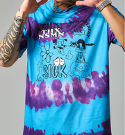 Retro cartoon personality tie-dye printed short-sleeved T-shirt