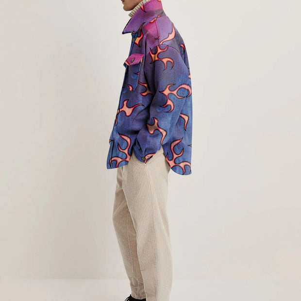 Personalized lightning print flannel jacket
