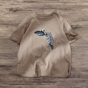 Personalized astronaut print short-sleeved T-shirt