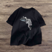Personalized astronaut print short-sleeved T-shirt