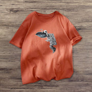 Personalized astronaut print short-sleeved T-shirt