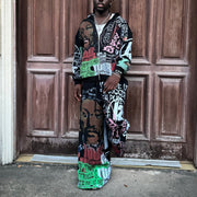 Street style graffiti zip-up hoodie