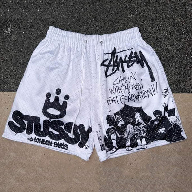 Trendy Street Casual Retro Mesh Shorts