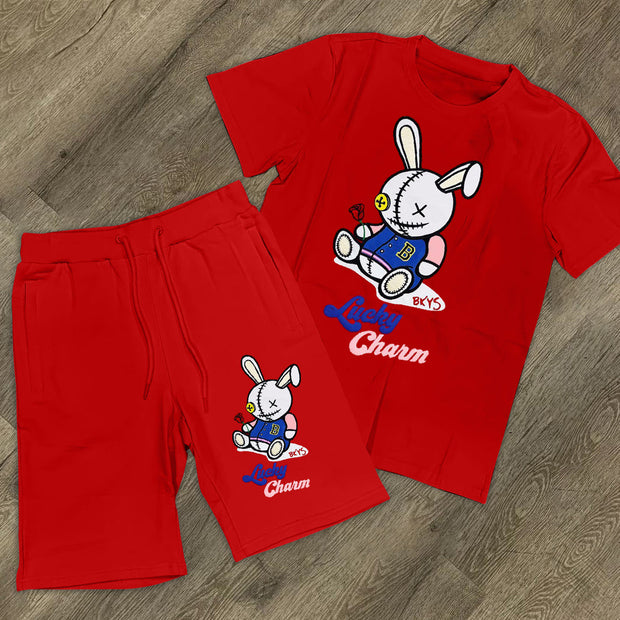 Fashion Cartoon Print Short Sleeve Suit