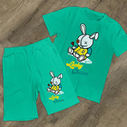 Fashion Cartoon Print Short Sleeve Suit
