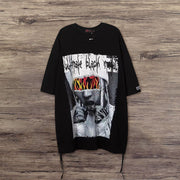Street style American print drawstring T-shirt