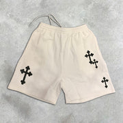 graphic print elastic shorts