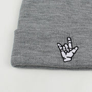 Rap gesture embroidery men's and women's knitted hat