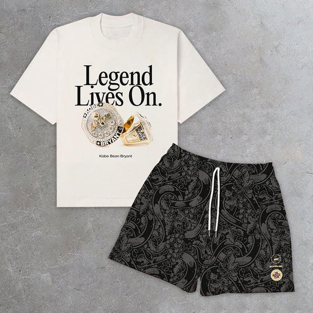 Champion Ring Print Casual Street Two-Piece Suit