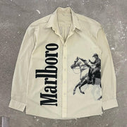 Casual Letters Print Button Long Sleeve Shirt