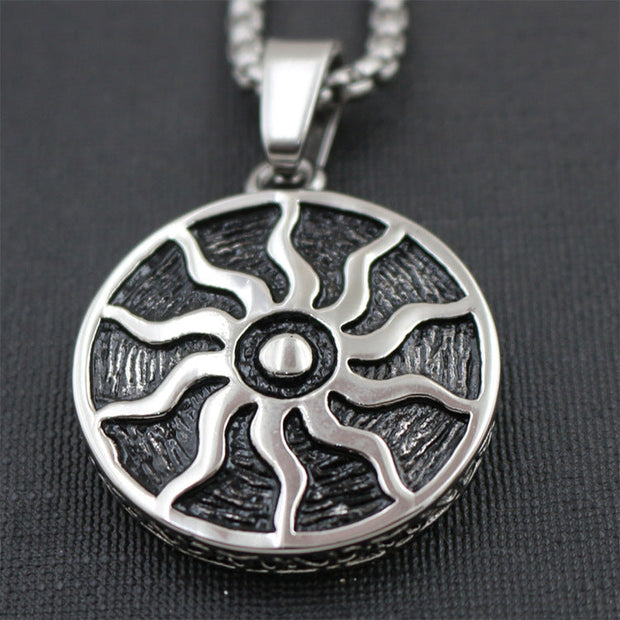 Stainless steel sunflower pendant men's punk necklace with jewelry