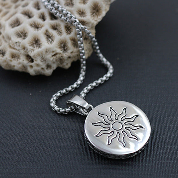 Stainless steel sunflower pendant men's punk necklace with jewelry