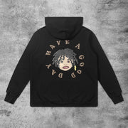 Casual dirty braided black hoodie