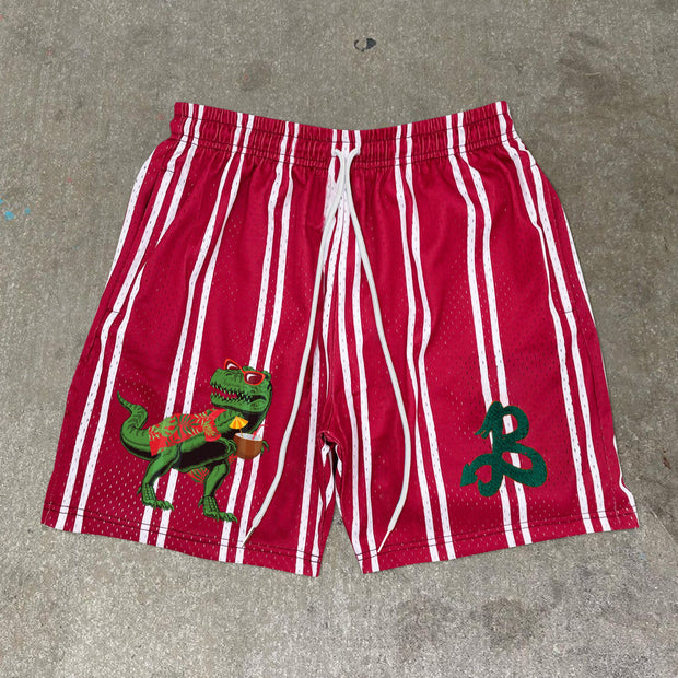 Vintage Street Stripe Print Mesh Shorts