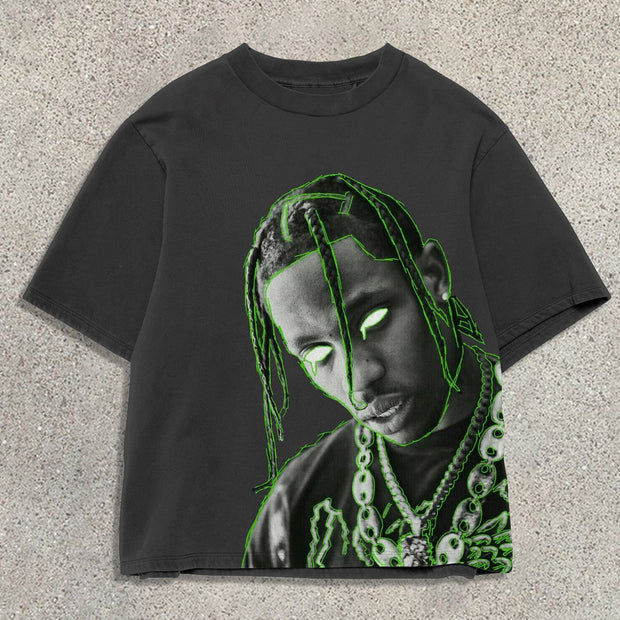 Retro fashion printed T-shirt