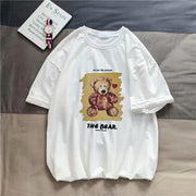 Beautiful hip-hop bear print tide brand loose short-sleeved t-shirt