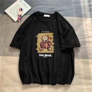 Beautiful hip-hop bear print tide brand loose short-sleeved t-shirt